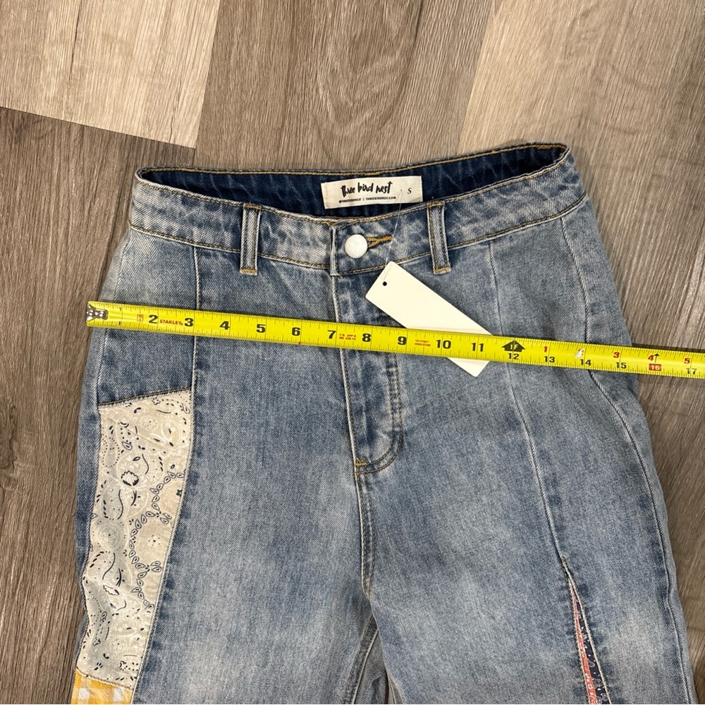 NEW Three Bird Nest Women’s Wide Leg Jeans Patchwork Bohemian Style Size Small - Picture 5 of 16